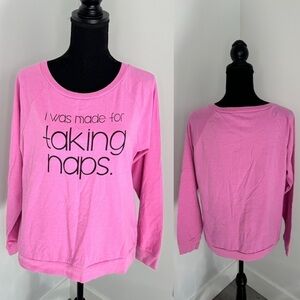 Snooze Button Ladies Lounge Pink Long Sleeve Top (M)